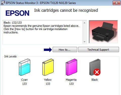 Epson Ink Cartridge Not Recognised