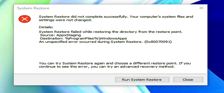 Error 0x80070091 Windows 10