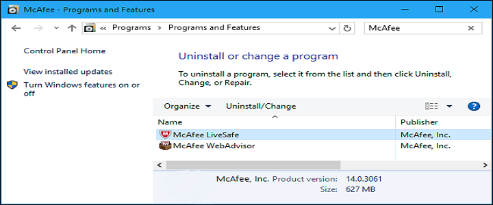 McAfee Livesafe Won't Uninstall