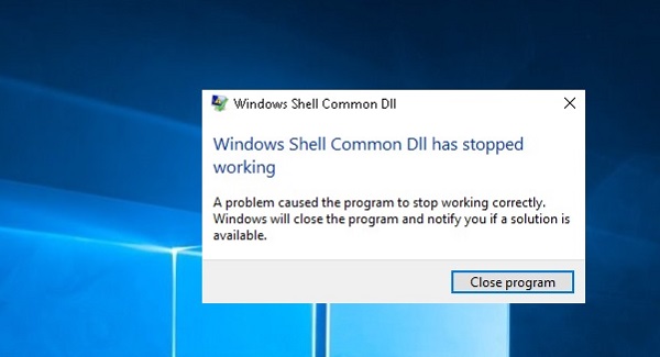 Windows Shell common DLL stopped working