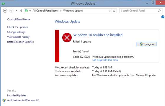 windows error code 80240020