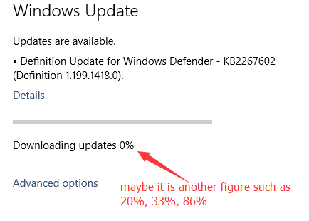 windows 10 update stuck at 0
