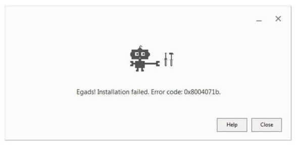 Chrome error code 0x8004071b