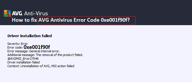 avg error code 0xe001f90f