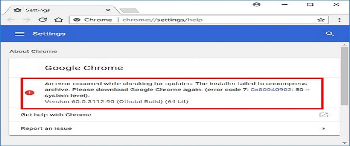 Google Chrome Error Code 7