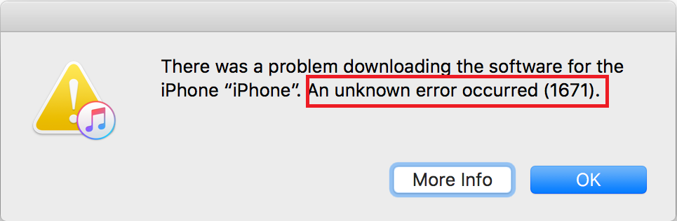 iPhone Error 1671