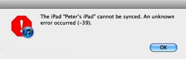 iTunes Error -39