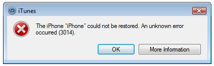 iTunes error 3014