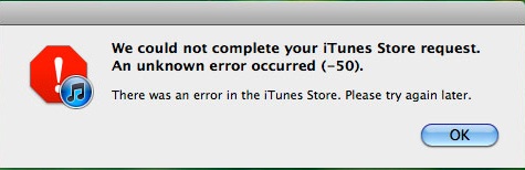 iTunes error 50