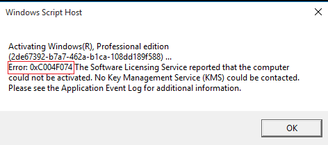 windows 10 error code 0xc004f074