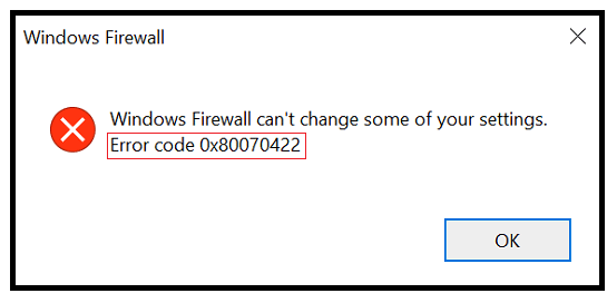 windows error code Ox80070422