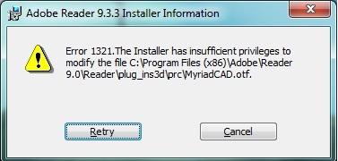 Adobe Error 1321