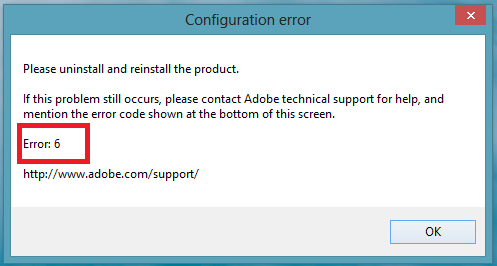 Adobe Error 6