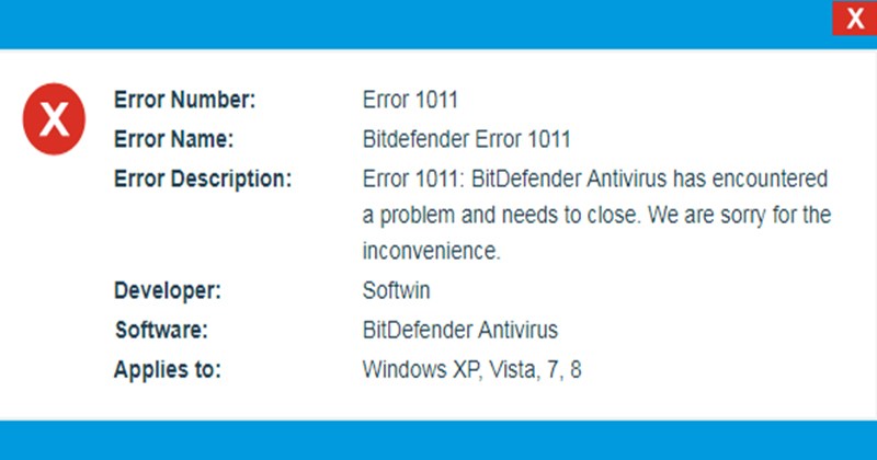 Bitdefender Error 1011