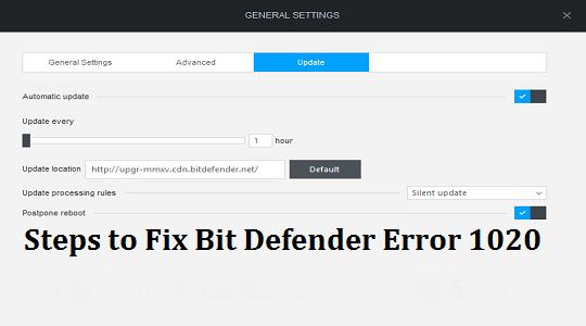 Bitdefender Error 1020