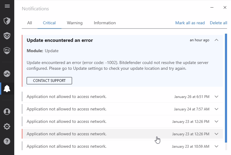 Bitdefender Error