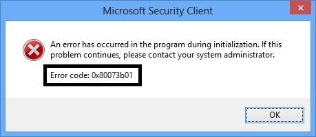 Windows Defender 0x80073b01