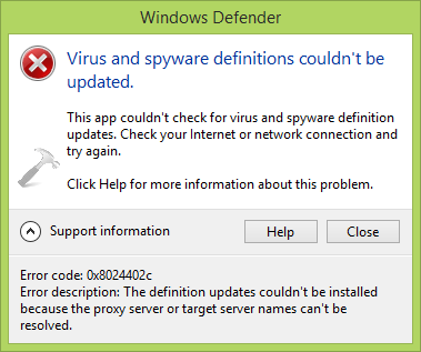 Windows Defender Error Code 0x8024402c