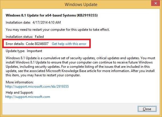 Windows Update Error 80246007