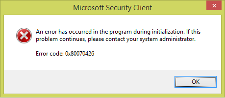 Error 0x80070426