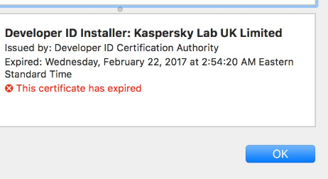 Kaspersky Certificate Error