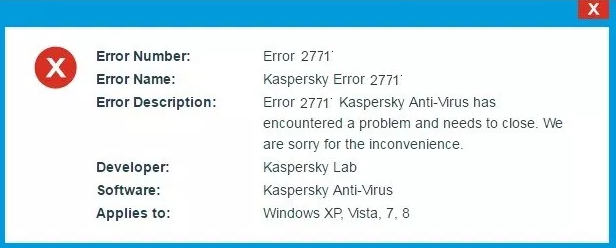Kaspersky Internal Error 2771
