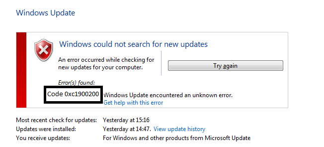 windows 10 error code 0xc1900200