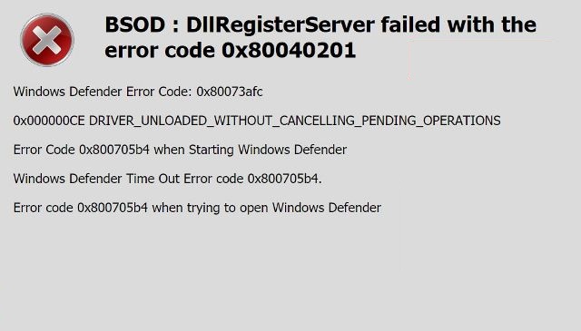 Windows Defender Error Code 0x80040201